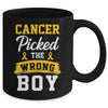 Childhood Cancer Picked The Wrong Boy Awareness Ribbon Kids Mug | teecentury
