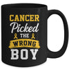 Childhood Cancer Picked The Wrong Boy Awareness Ribbon Kids Mug | teecentury