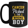 Childhood Cancer Picked The Wrong Boy Awareness Ribbon Kids Mug | teecentury