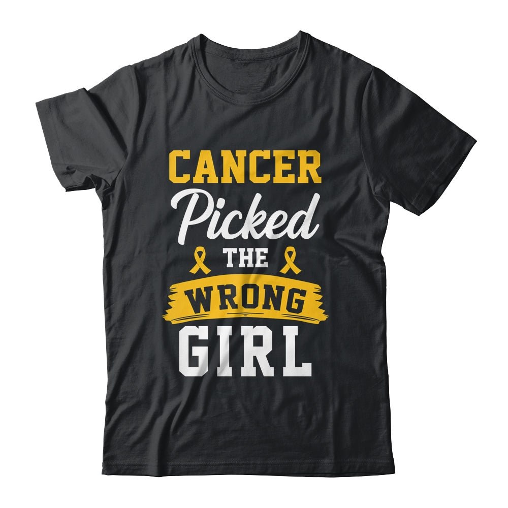Childhood Cancer Picked The Wrong Girl Awareness Ribbon Kids Shirt & Hoodie | teecentury