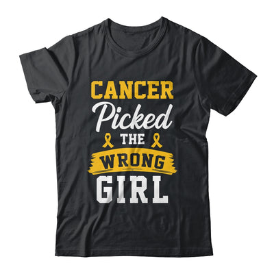 Childhood Cancer Picked The Wrong Girl Awareness Ribbon Kids Shirt & Hoodie | teecentury