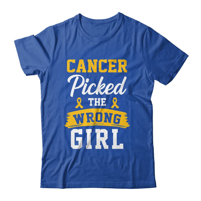 Childhood Cancer Picked The Wrong Girl Awareness Ribbon Kids Shirt & Hoodie | teecentury