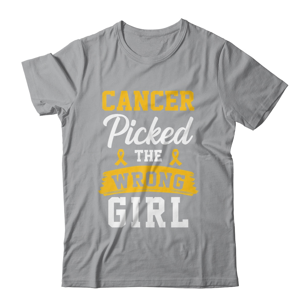 Childhood Cancer Picked The Wrong Girl Awareness Ribbon Kids Shirt & Hoodie | teecentury