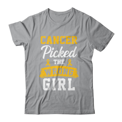 Childhood Cancer Picked The Wrong Girl Awareness Ribbon Kids Shirt & Hoodie | teecentury