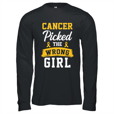 Childhood Cancer Picked The Wrong Girl Awareness Ribbon Kids Shirt & Hoodie | teecentury