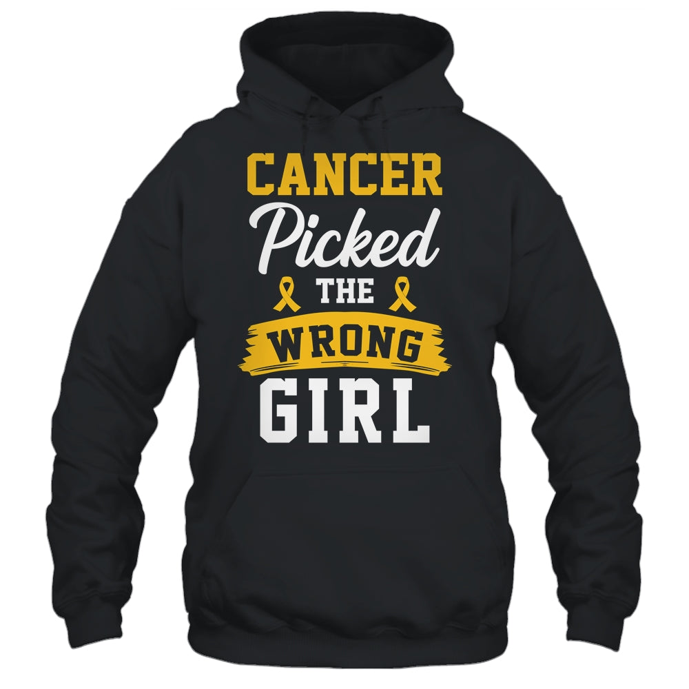 Childhood Cancer Picked The Wrong Girl Awareness Ribbon Kids Shirt & Hoodie | teecentury