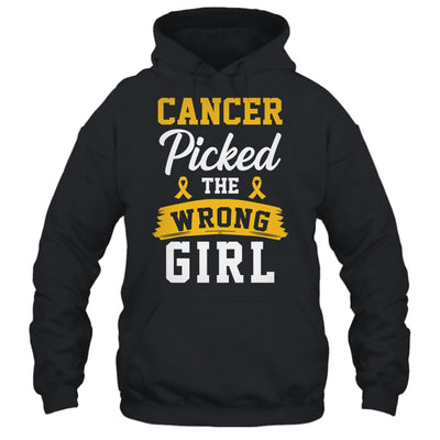 Childhood Cancer Picked The Wrong Girl Awareness Ribbon Kids Shirt & Hoodie | teecentury