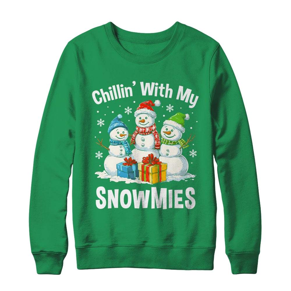 Chillin With My Snowmies Ugly Christmas Snowman Family Shirt & Sweatshirt | teecentury