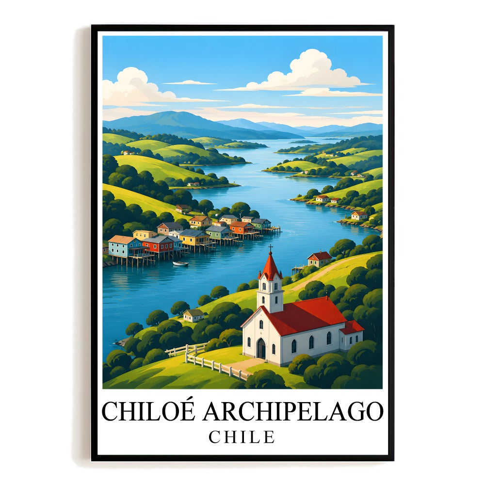 Chiloé Archipelago Chile Vintage Travel Gifts Poster Landscape Wall Art Decor Souvenir Print Painting Ideal For Home Living Room Office Bedroom Unframed | teecentury