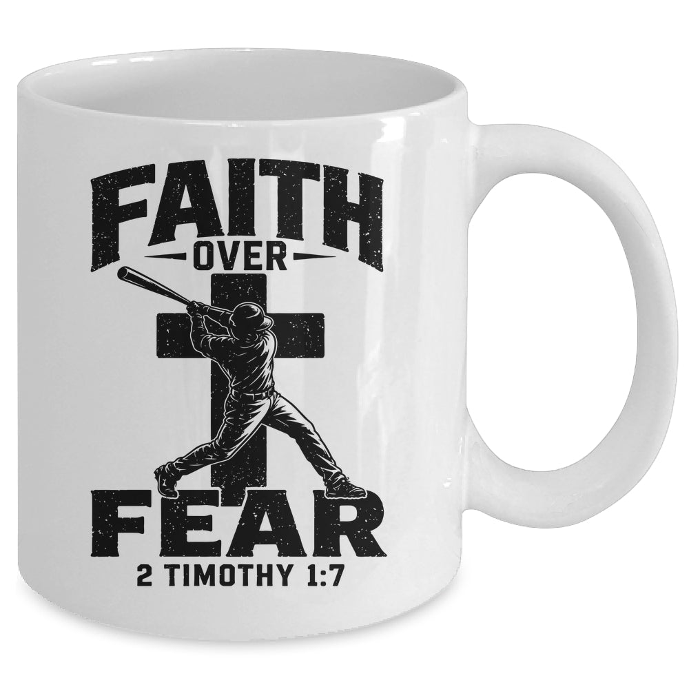 Christian Baseball Faith Over Fear Bible Verse Baseball Boys Mug | teecentury