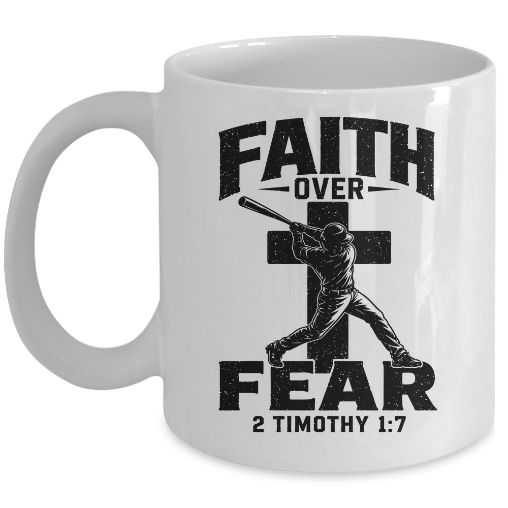 Christian Baseball Faith Over Fear Bible Verse Baseball Boys Mug | teecentury