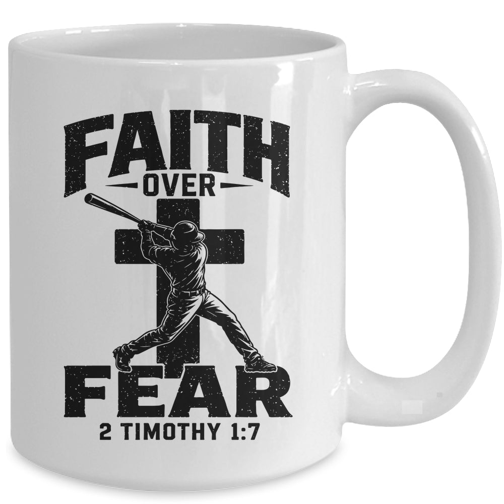 Christian Baseball Faith Over Fear Bible Verse Baseball Boys Mug | teecentury