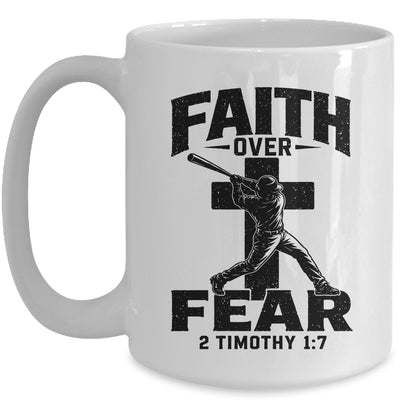 Christian Baseball Faith Over Fear Bible Verse Baseball Boys Mug | teecentury
