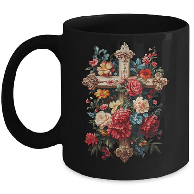 Christian Cross Floral Faith For Women Bible Verse Religious Mug | teecentury
