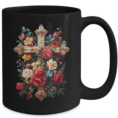 Christian Cross Floral Faith For Women Bible Verse Religious Mug | teecentury