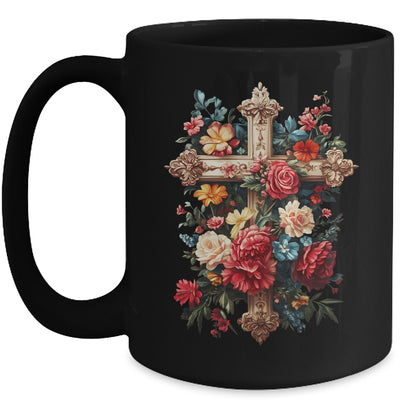 Christian Cross Floral Faith For Women Bible Verse Religious Mug | teecentury