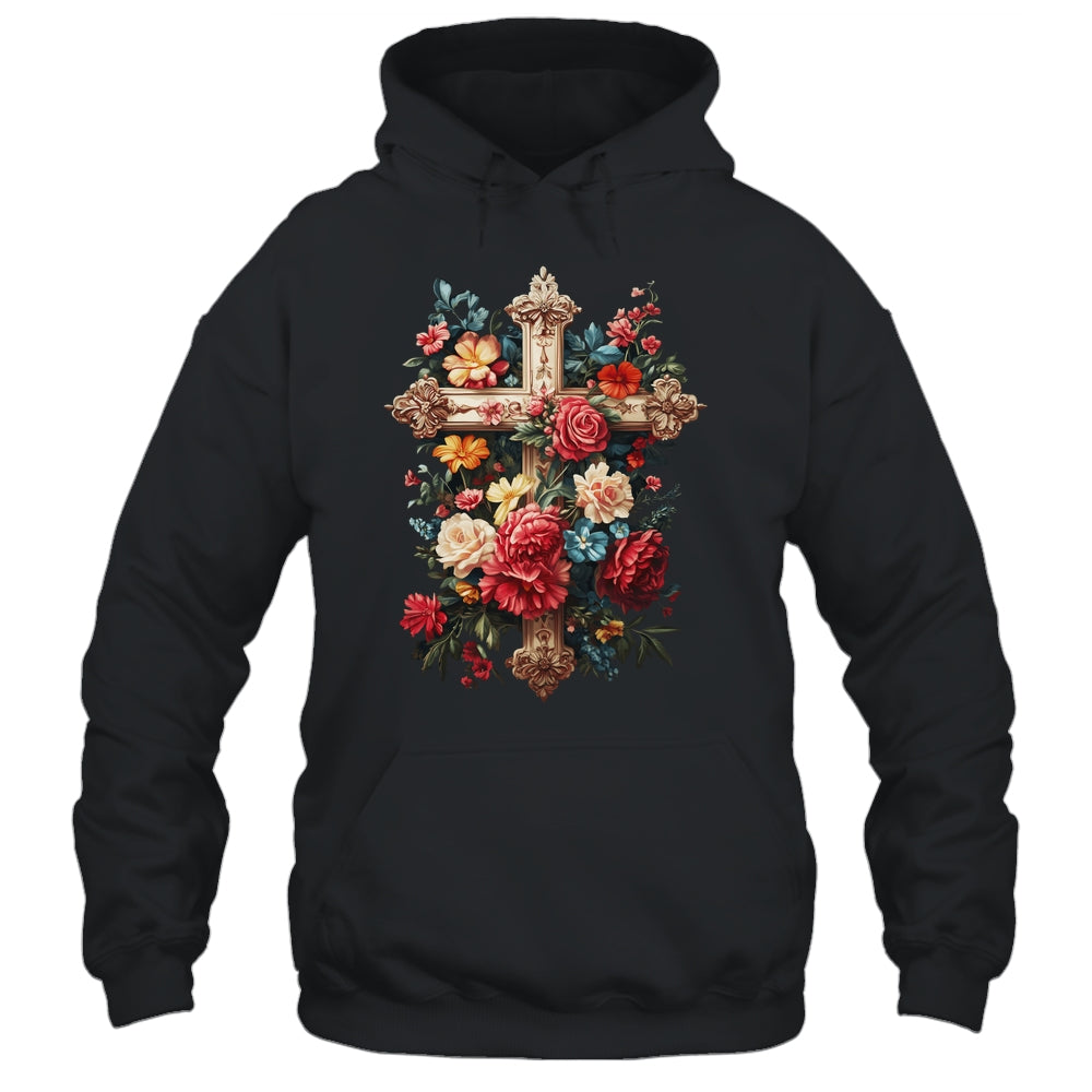 Christian Cross Floral Faith For Women Bible Verse Religious Shirt & Hoodie | teecentury