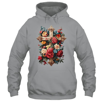 Christian Cross Floral Faith For Women Bible Verse Religious Shirt & Hoodie | teecentury
