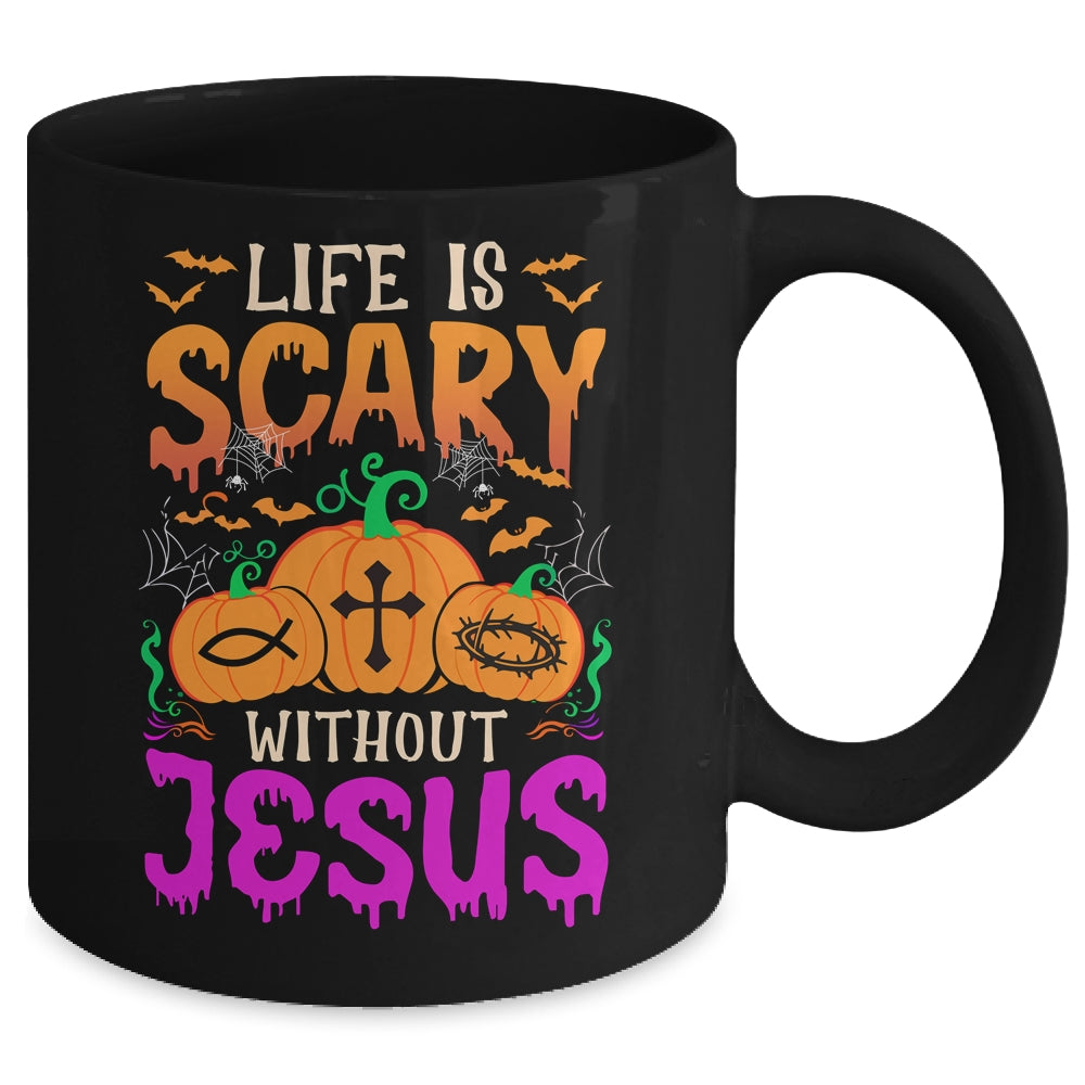 Christian Halloween Life Is Scary Without Jesus Fall Autumn Mug | teecentury