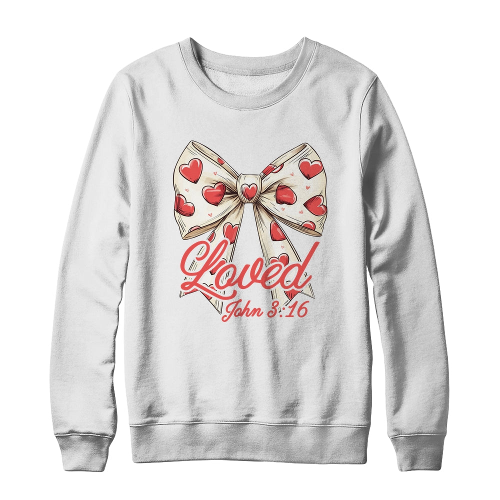 Christian Women Valentines Day Loved Retro John Bible Verse Shirt & Sweatshirt | teecentury