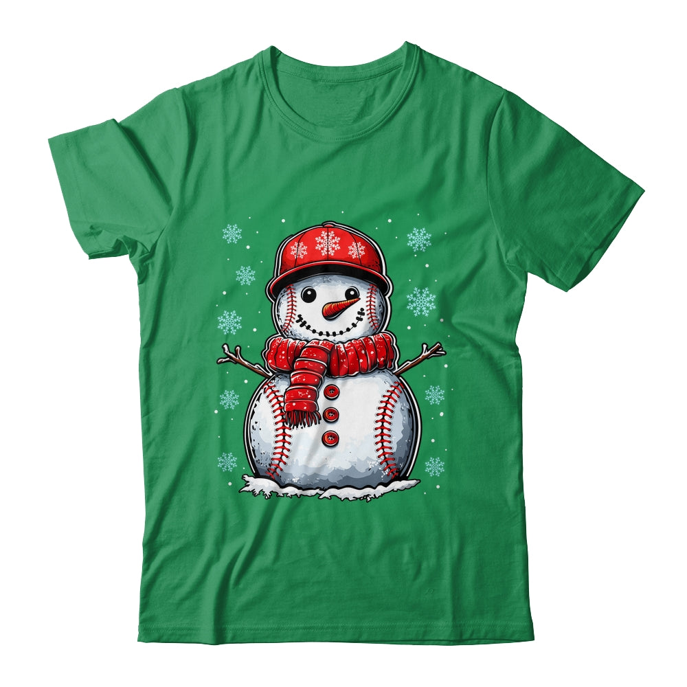 Christmas Baseball Snowman Boys Baseball Christmas Women Men Shirt & Sweatshirt | teecentury
