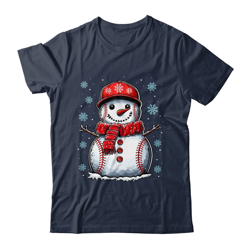 Christmas Baseball Snowman Boys Baseball Christmas Women Men Shirt & Sweatshirt | teecentury