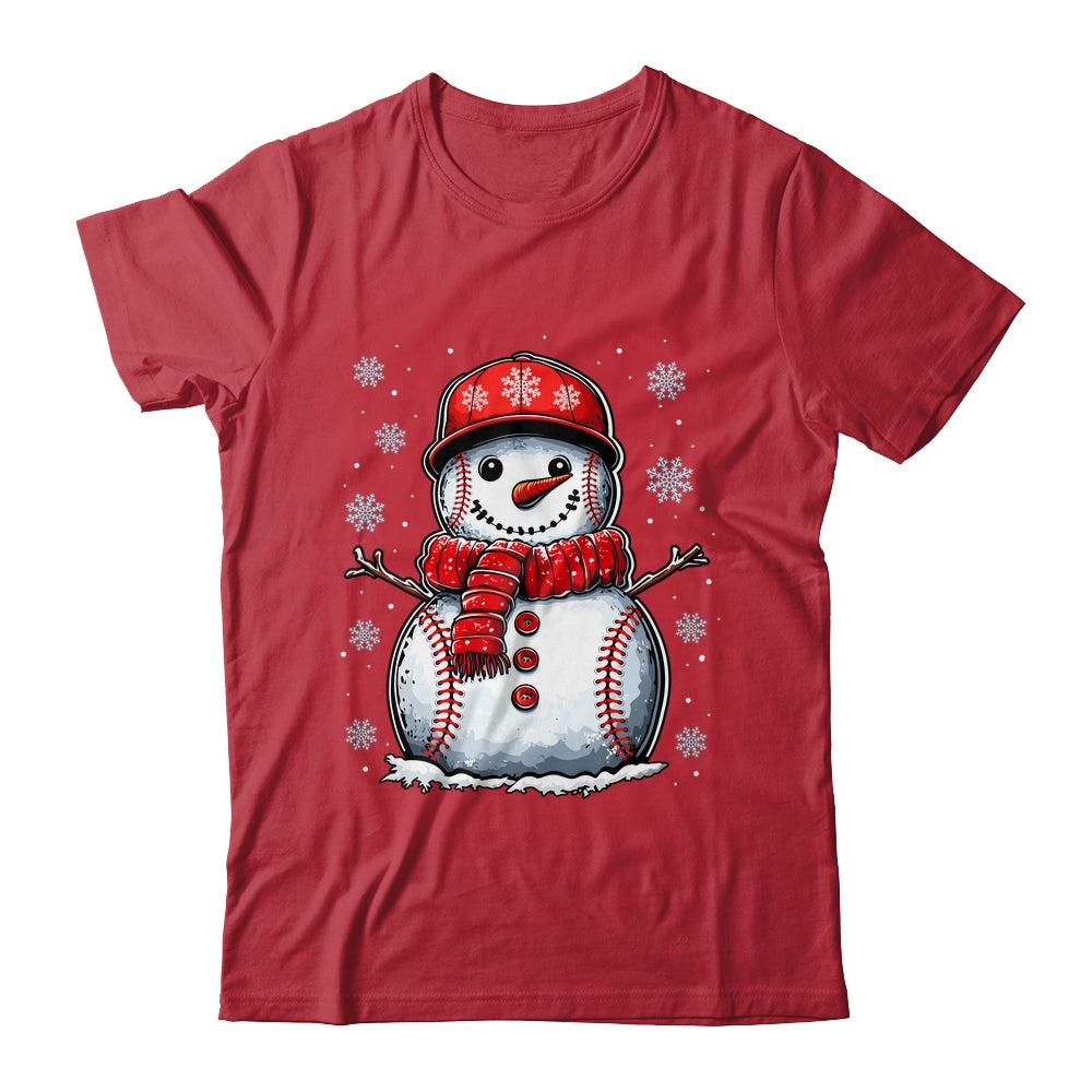 Christmas Baseball Snowman Boys Baseball Christmas Women Men Shirt & Sweatshirt | teecentury