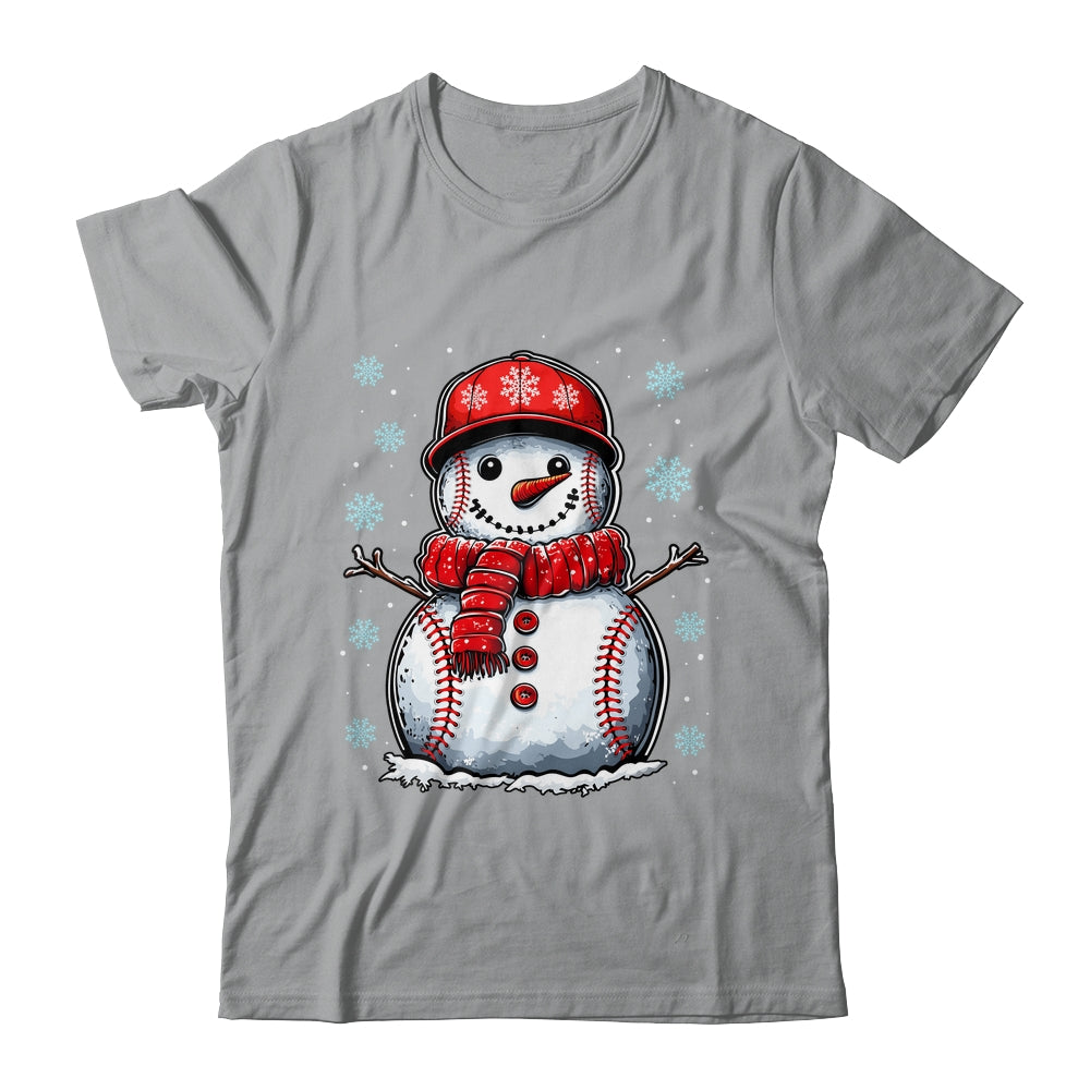Christmas Baseball Snowman Boys Baseball Christmas Women Men Shirt & Sweatshirt | teecentury