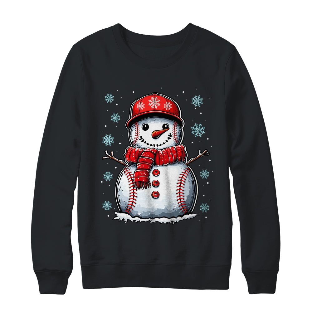 Christmas Baseball Snowman Boys Baseball Christmas Women Men Shirt & Sweatshirt | teecentury