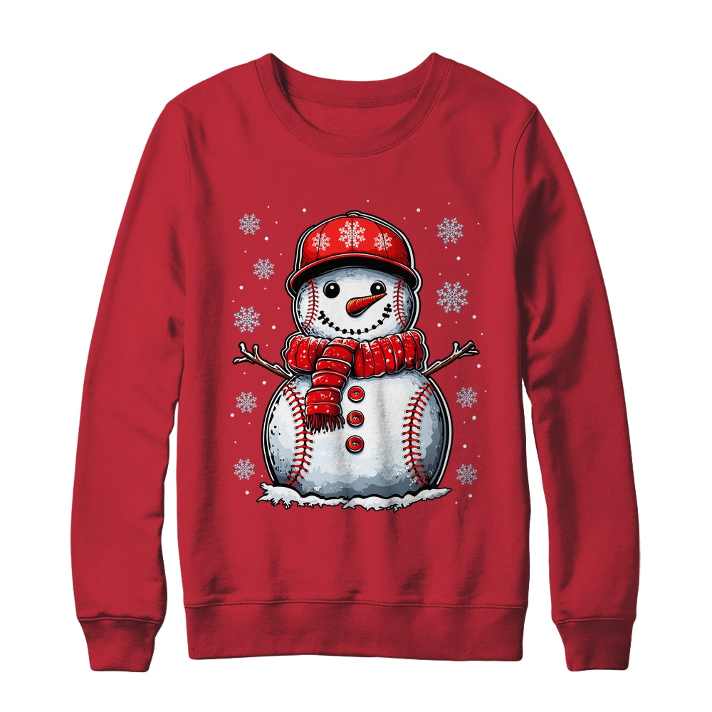 Christmas Baseball Snowman Boys Baseball Christmas Women Men Shirt & Sweatshirt | teecentury