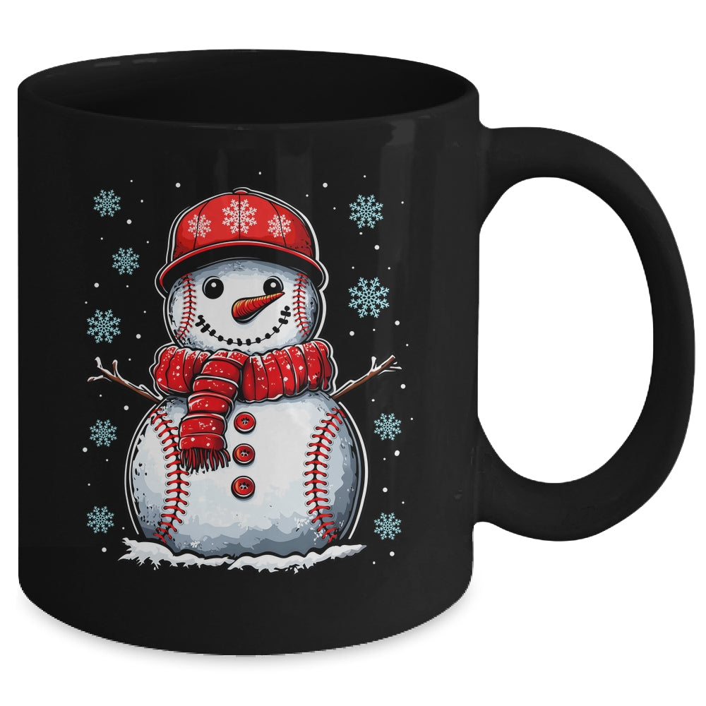 Christmas Baseball Snowman Boys Baseball Christmas Women Men Mug | teecentury