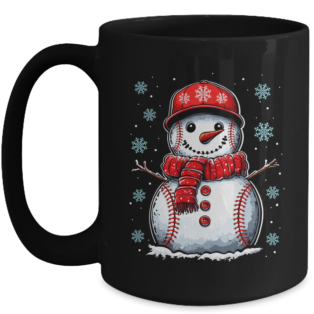 Christmas Baseball Snowman Boys Baseball Christmas Women Men Mug | teecentury