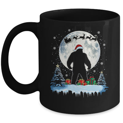 Christmas Bigfoot Santa Hat Tree Sleigh Moon Reindeer Snow Mug | teecentury