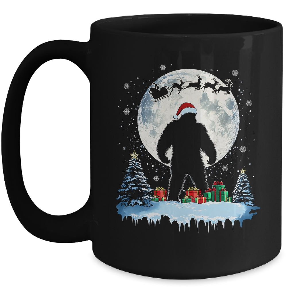 Christmas Bigfoot Santa Hat Tree Sleigh Moon Reindeer Snow Mug | teecentury
