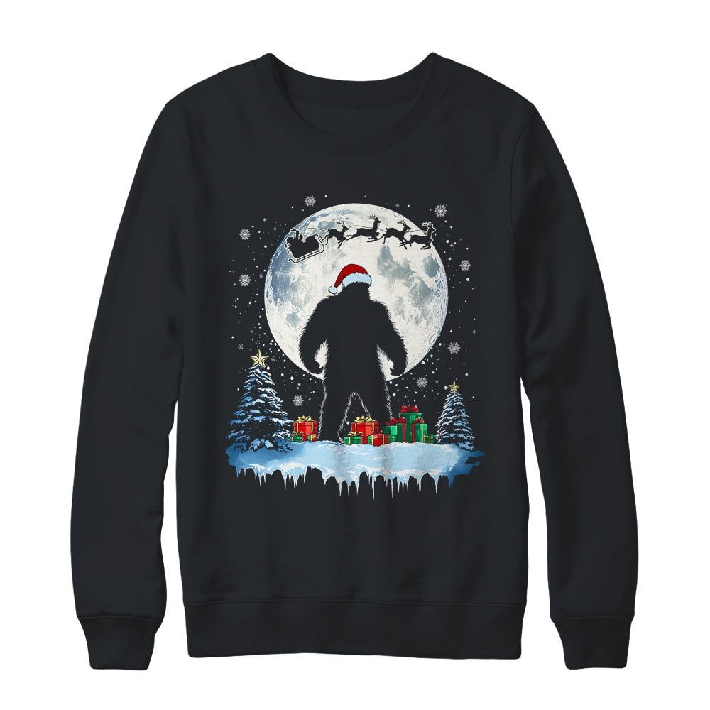 Christmas Bigfoot Santa Hat Tree Sleigh Moon Reindeer Snow Shirt & Sweatshirt | teecentury