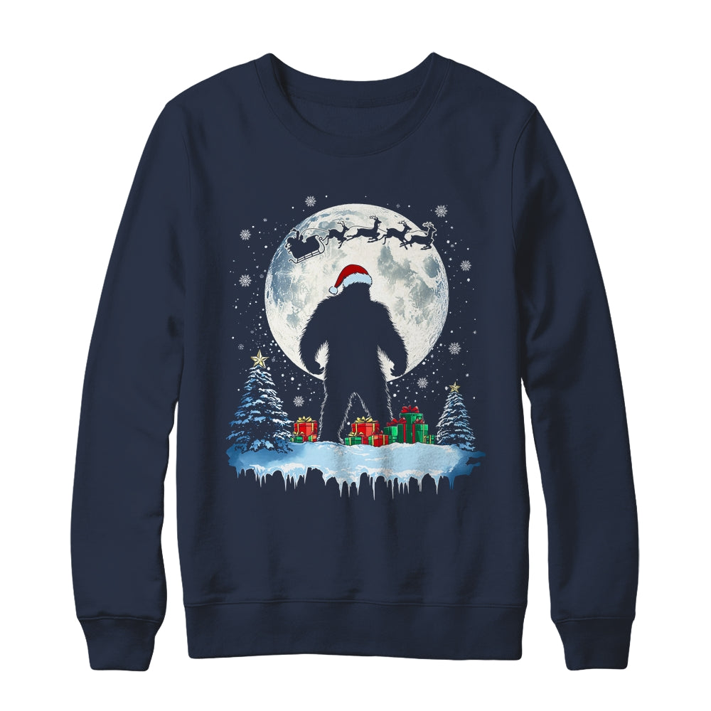 Christmas Bigfoot Santa Hat Tree Sleigh Moon Reindeer Snow Shirt & Sweatshirt | teecentury