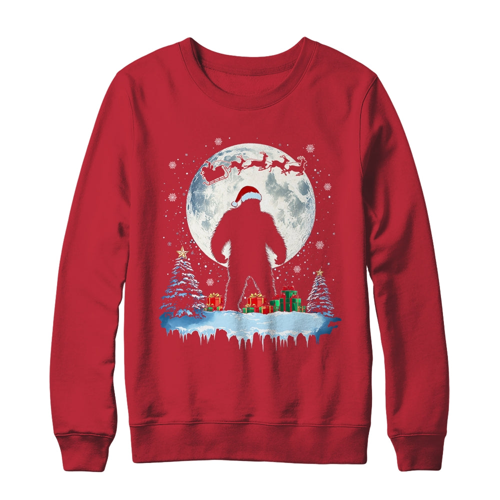 Christmas Bigfoot Santa Hat Tree Sleigh Moon Reindeer Snow Shirt & Sweatshirt | teecentury