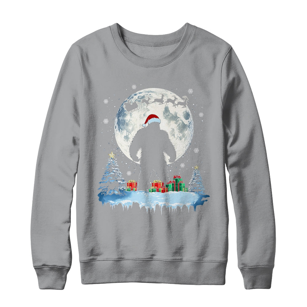 Christmas Bigfoot Santa Hat Tree Sleigh Moon Reindeer Snow Shirt & Sweatshirt | teecentury
