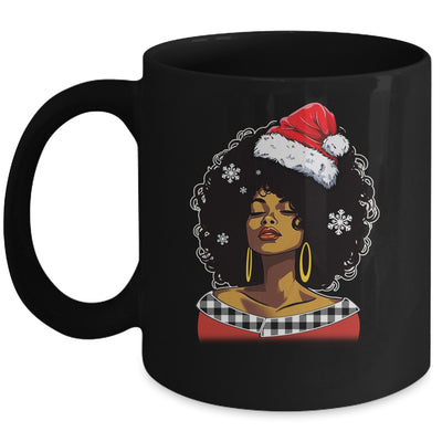 Christmas Black African American Santa Hat Xmas Afro Woman Mug | teecentury