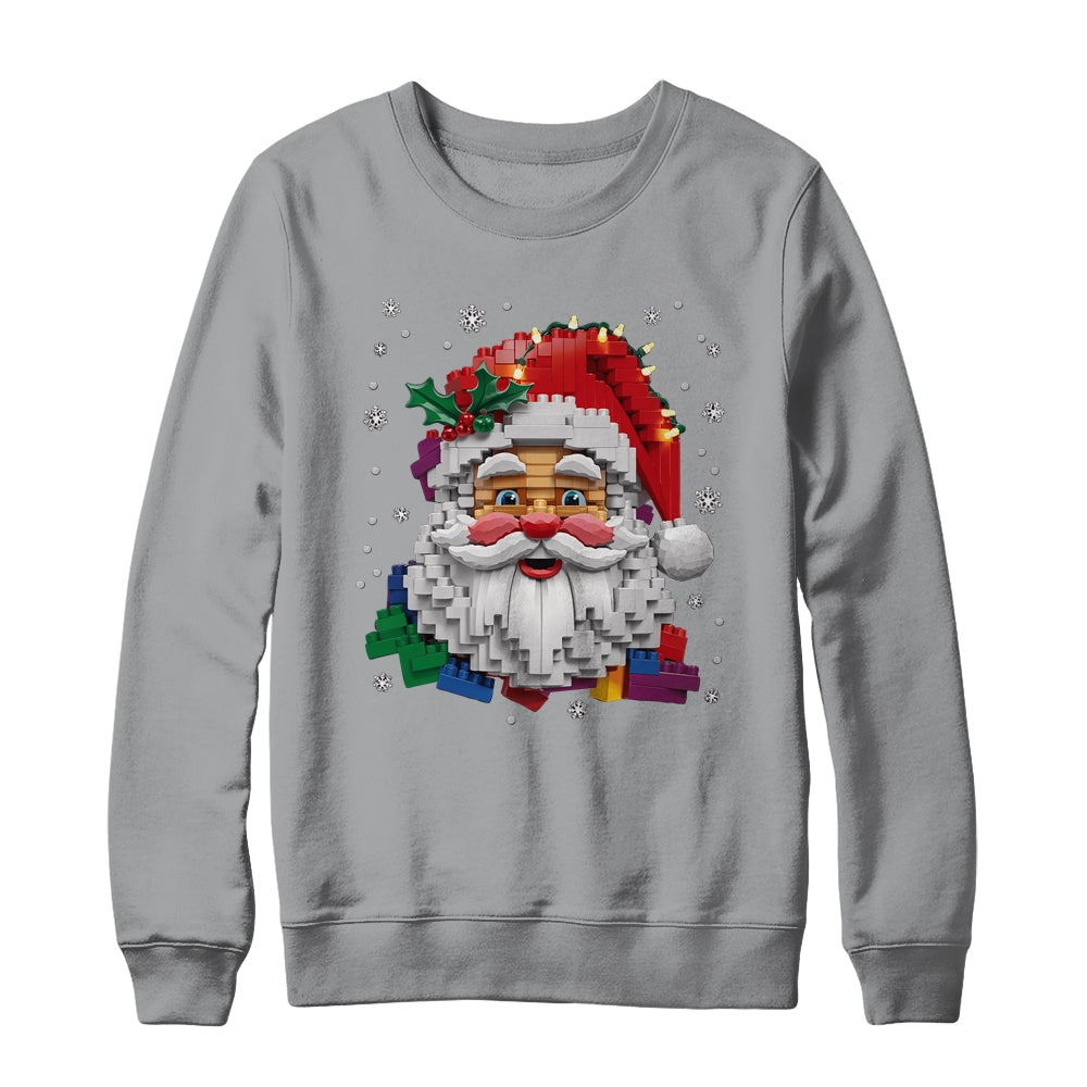 Christmas Builder Block Brick Building Santa Face Mens Boys Shirt & Sweatshirt | teecentury