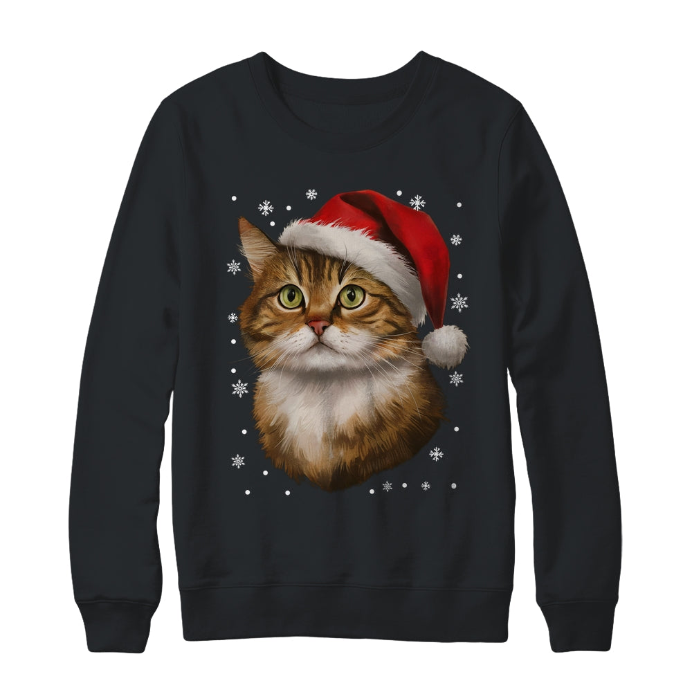 Christmas Cat Snow Xmas Graphic Cute Cat Lover Men Women Shirt & Sweatshirt | teecentury