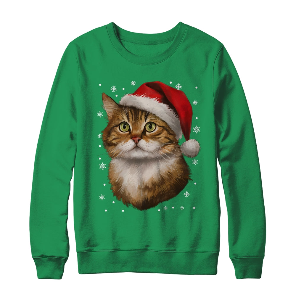 Christmas Cat Snow Xmas Graphic Cute Cat Lover Men Women Shirt & Sweatshirt | teecentury