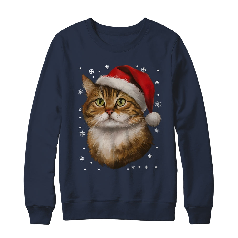 Christmas Cat Snow Xmas Graphic Cute Cat Lover Men Women Shirt & Sweatshirt | teecentury