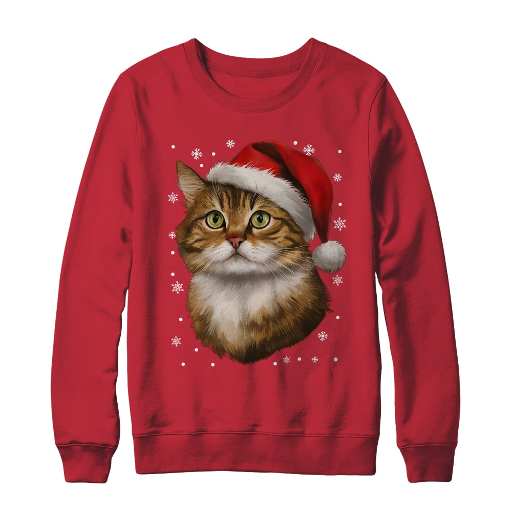 Christmas Cat Snow Xmas Graphic Cute Cat Lover Men Women Shirt & Sweatshirt | teecentury