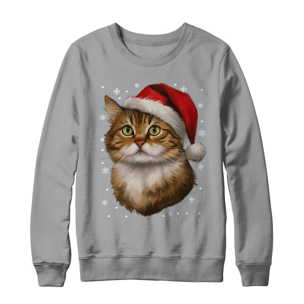 Christmas Cat Snow Xmas Graphic Cute Cat Lover Men Women Shirt & Sweatshirt | teecentury