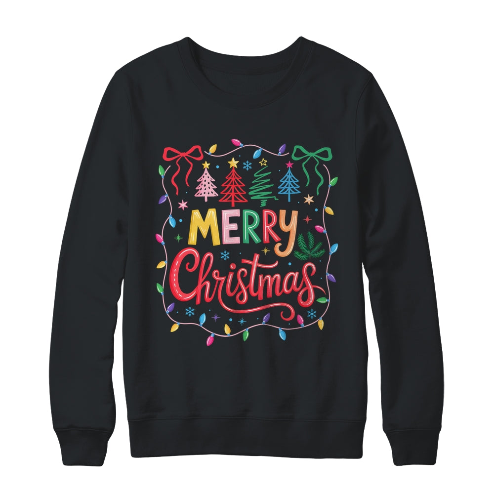 Christmas Coquette Bow Merry Christmas Tree Women Girls Shirt & Sweatshirt | teecentury