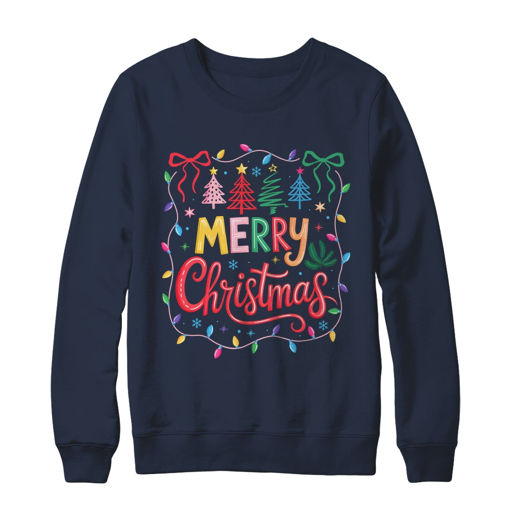 Christmas Coquette Bow Merry Christmas Tree Women Girls Shirt & Sweatshirt | teecentury