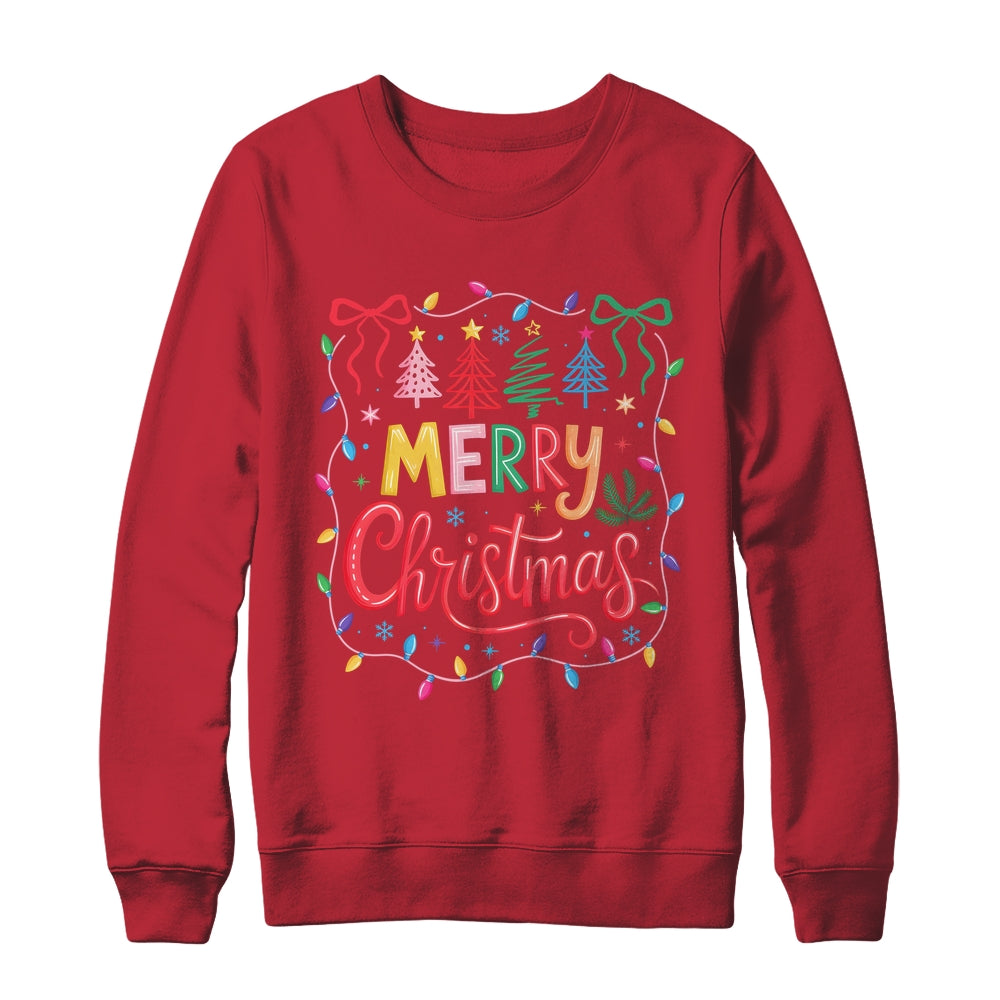Christmas Coquette Bow Merry Christmas Tree Women Girls Shirt & Sweatshirt | teecentury