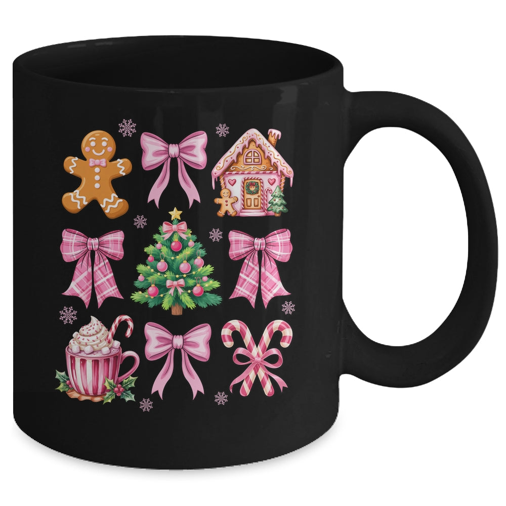Christmas Coquette Bow Pink Gingerbread Xmas Girls Holiday Mug | teecentury