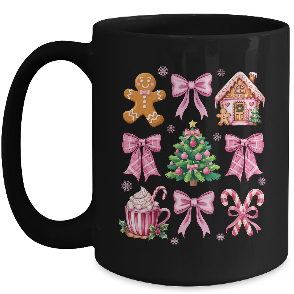 Christmas Coquette Bow Pink Gingerbread Xmas Girls Holiday Mug | teecentury